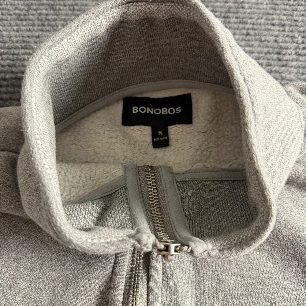Bonobos‎ Mens Quarter Zip Pullover Heather Gray Sherpa Lined Sweatshirt Size M
